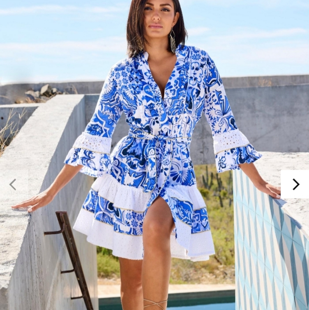 BOSTON PROPER POSITANO SHORT DRESS SZ 4